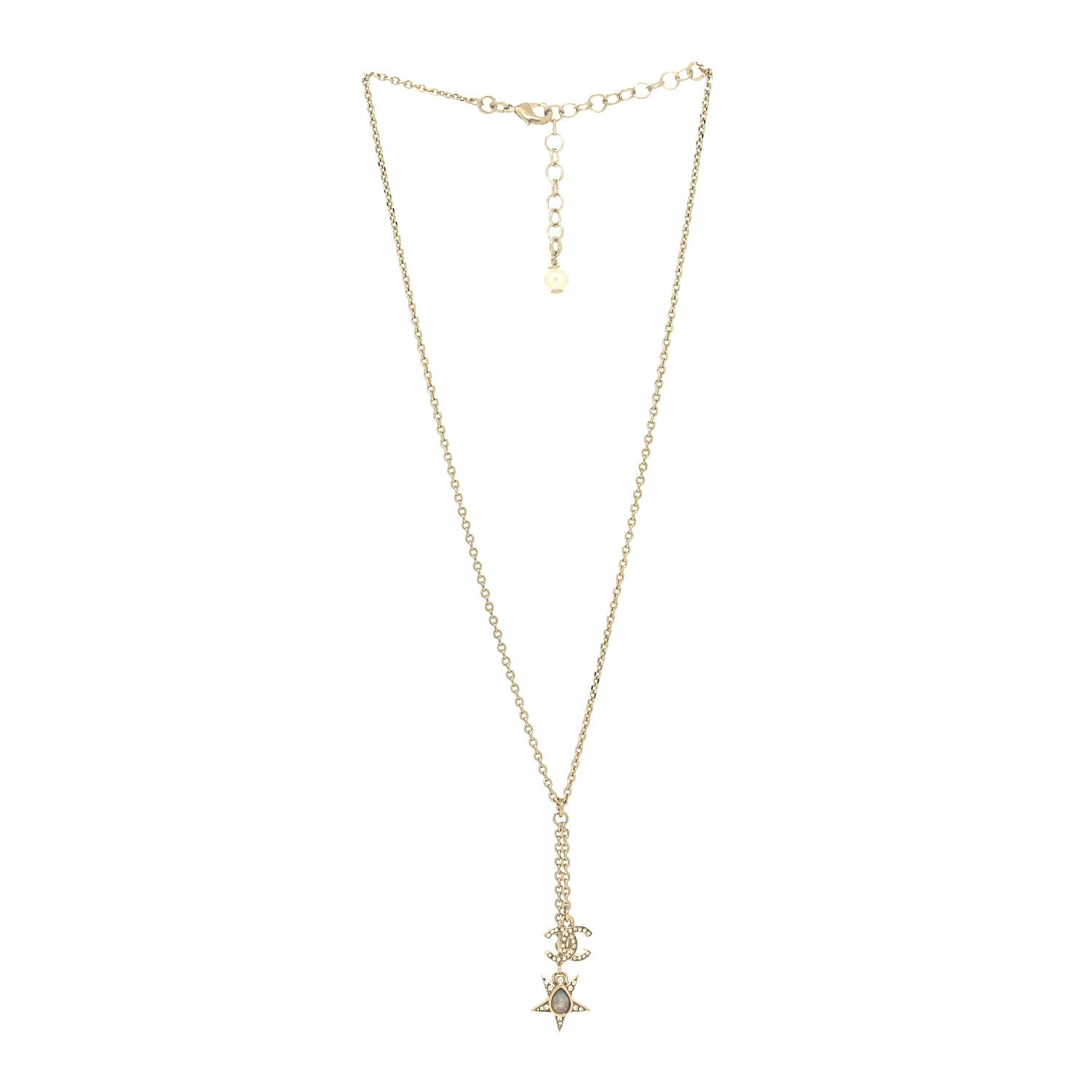 Chanel Crystal CC Star Necklace Gold 3 of 5