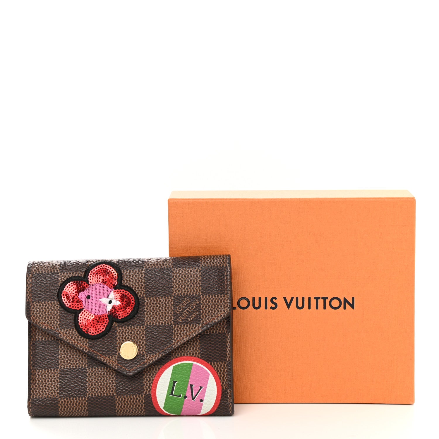 Louis Vuitton Damier Ebene Stories Victorine Wallet Red 9 of 9