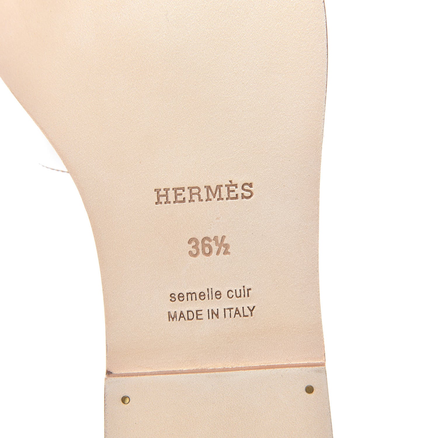 Hermes Box Calfskin Oran Sandals 36.5 White 6 of 7