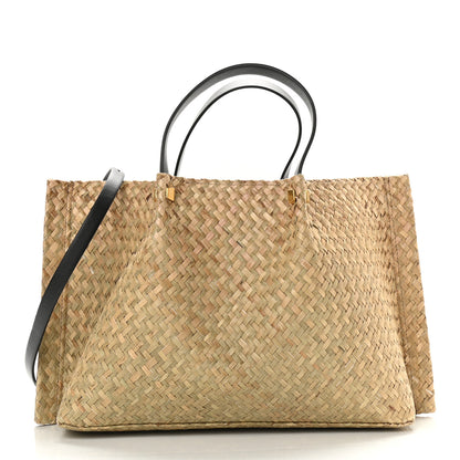 Valentino Garavani Raffia Medium Vlogo Escape Shopper Natural Black Rouge 3 of 10