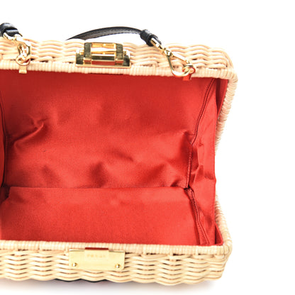 Prada Wicker Saffiano Hibiscus Print Crossbody Clutch Rosso 4 of 9