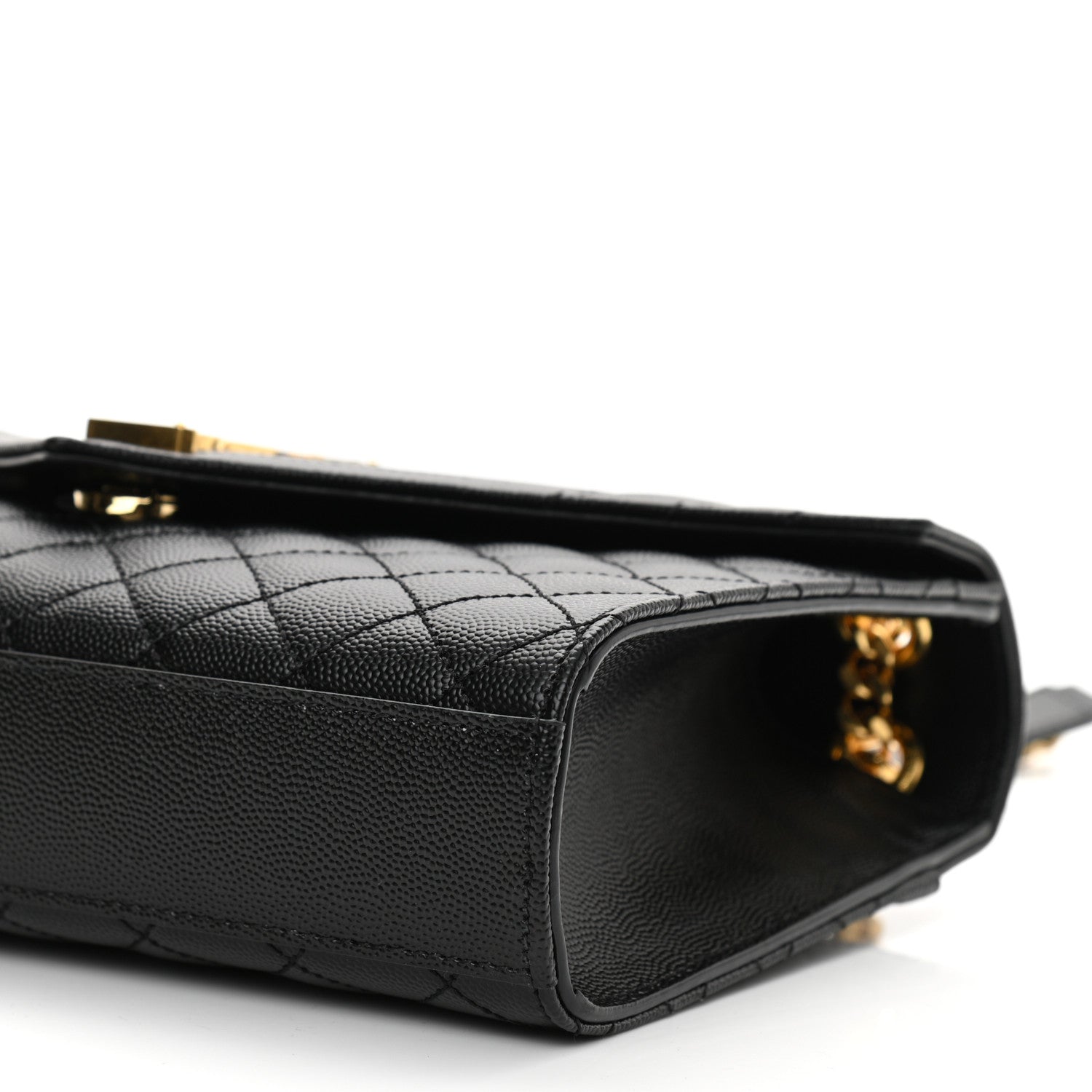 Saint Laurent Grain De Poudre Textured Mixed Matelasse Triquilt Medium Monogram Satchel Black 9 of 10