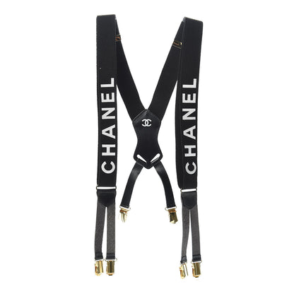 Chanel Logo Suspenders Black White 1 of 8