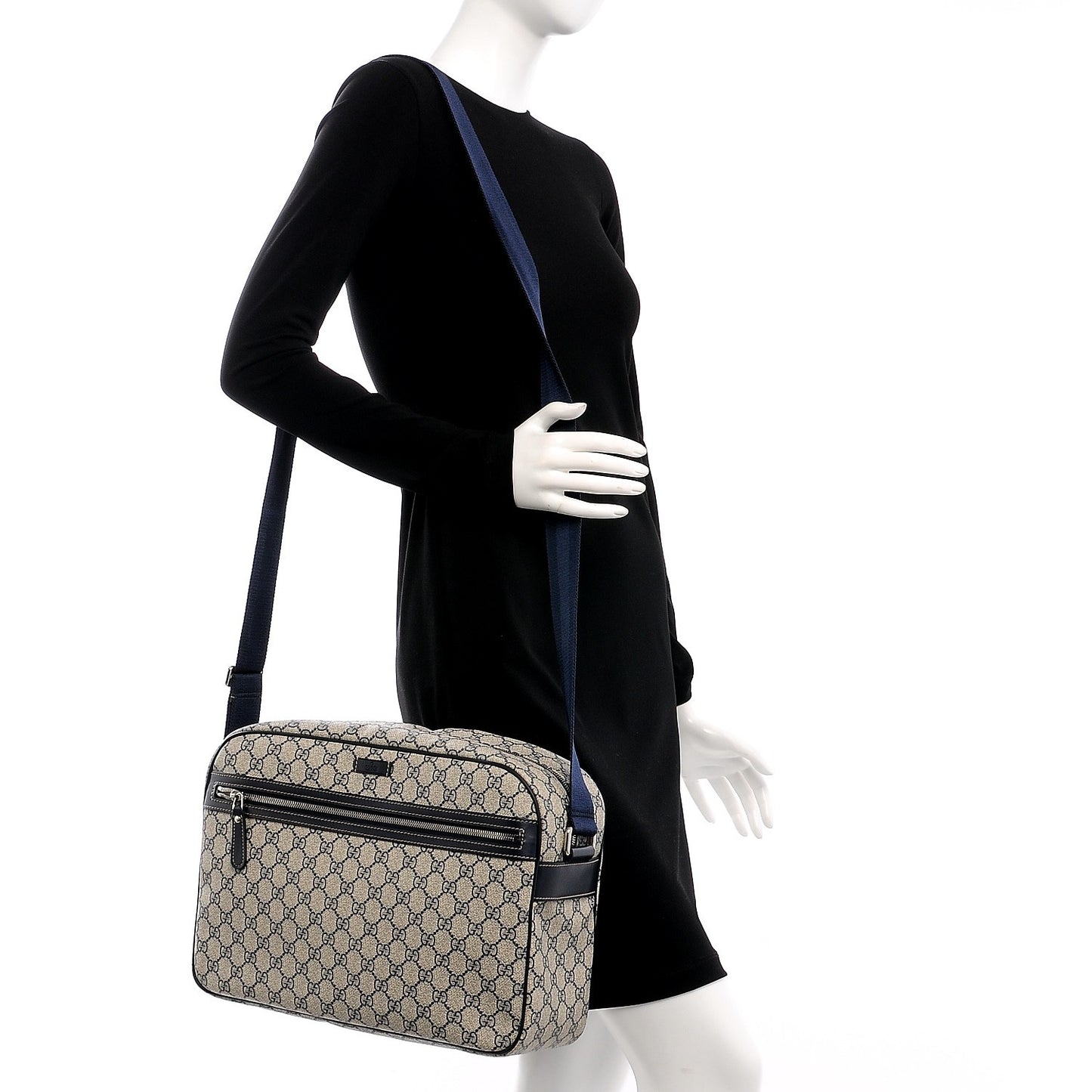 GG Plus Monogram Large Messenger Bag Navy