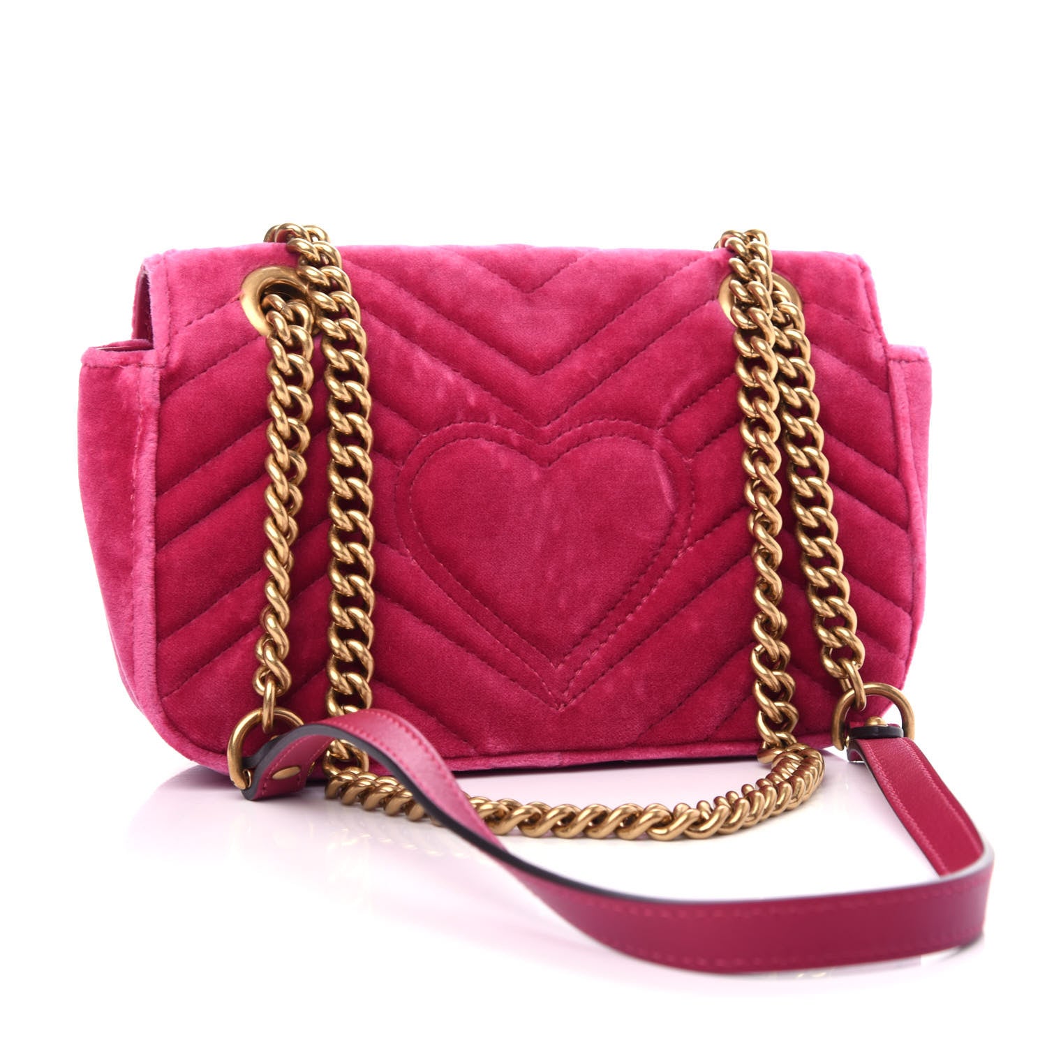 Gucci Velvet Matelasse Mini GG Marmont Shoulder Bag Light Raspberry Rose 3 of 10