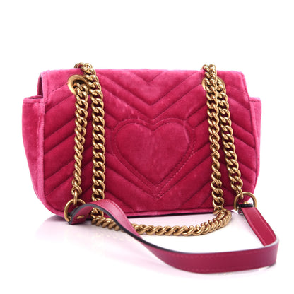 Gucci Velvet Matelasse Mini GG Marmont Shoulder Bag Light Raspberry Rose 3 of 10