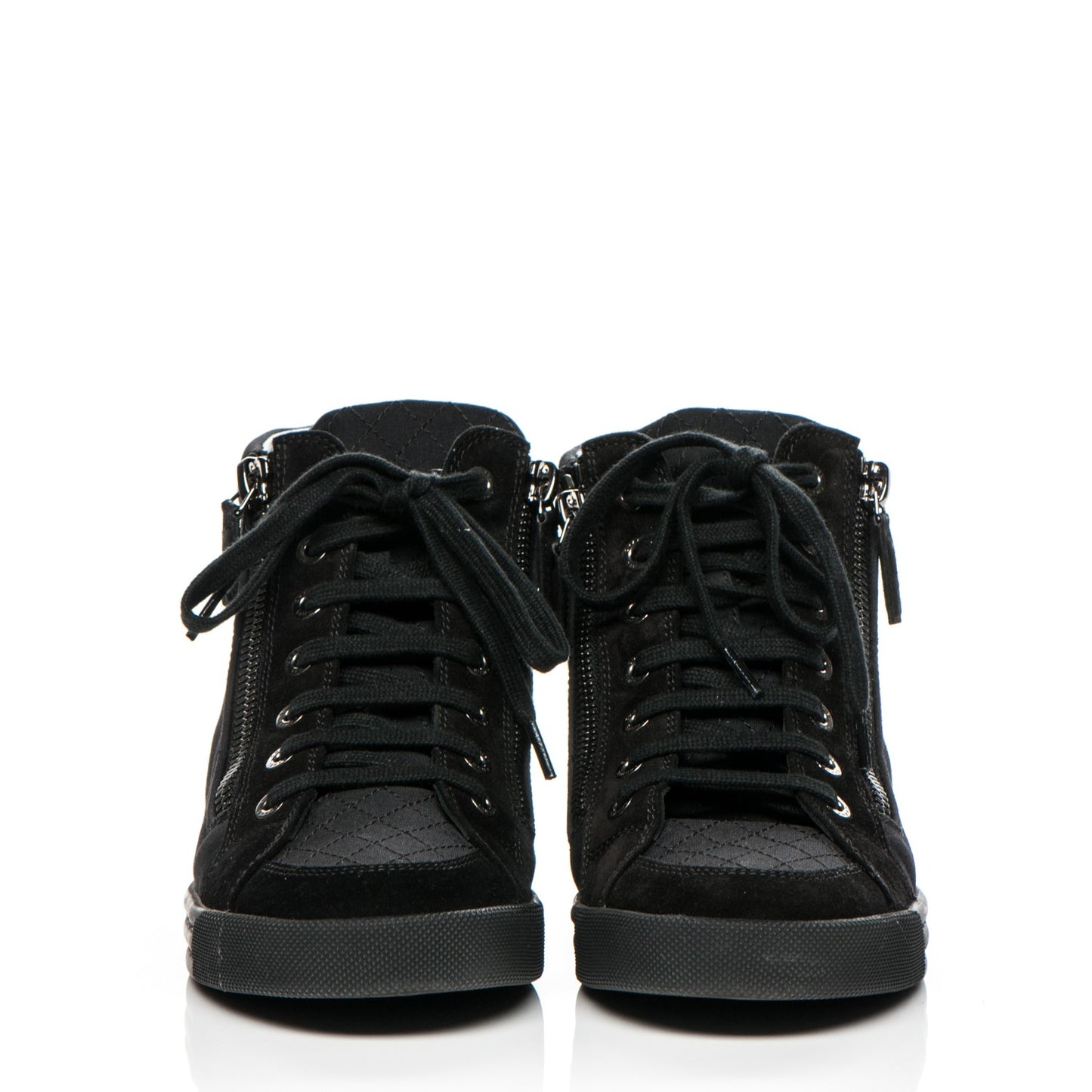 Toile Suede Zipped High Top CC Sneakers 36.5 Black