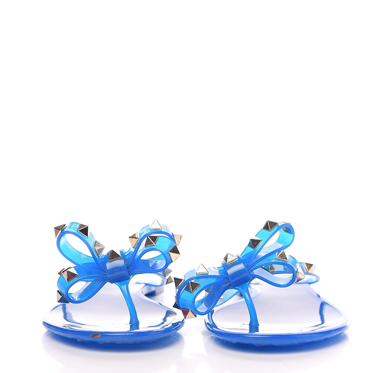 PVC Jelly Rockstud Bow Thong Sandals 37 Blue Fluo