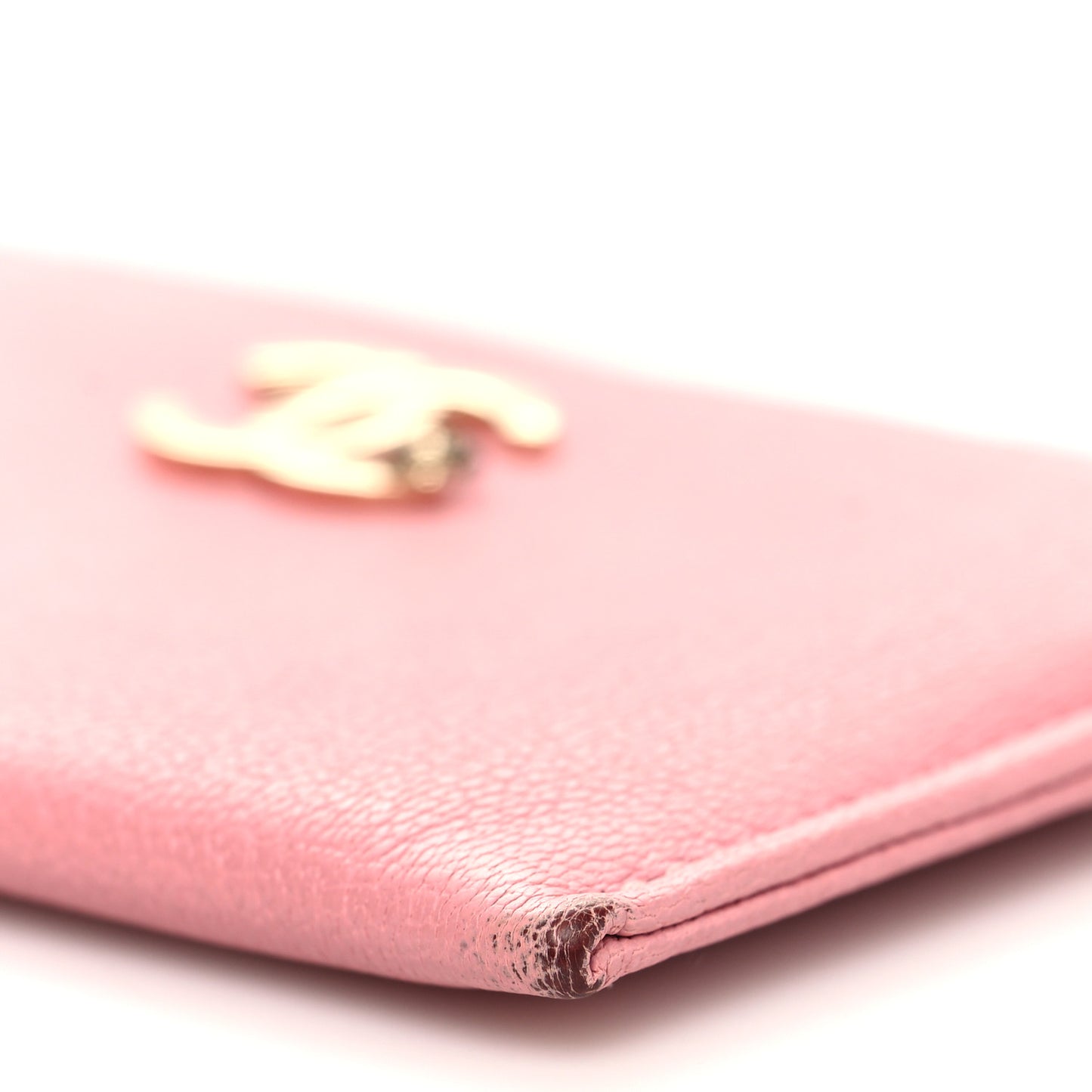 Goatskin CC Camellia Card Holder Pink