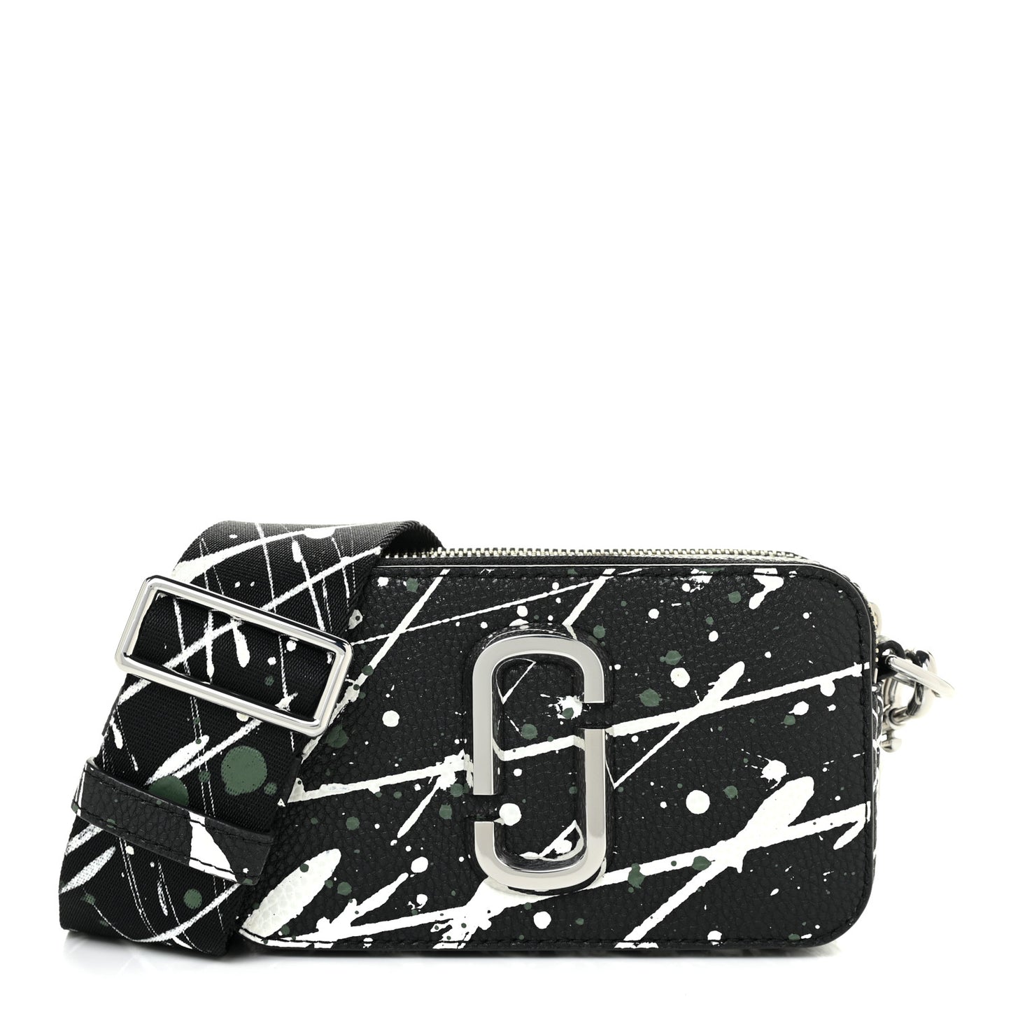 Calfskin Paint Splatter Small Snapshot Camera Bag Black Multi