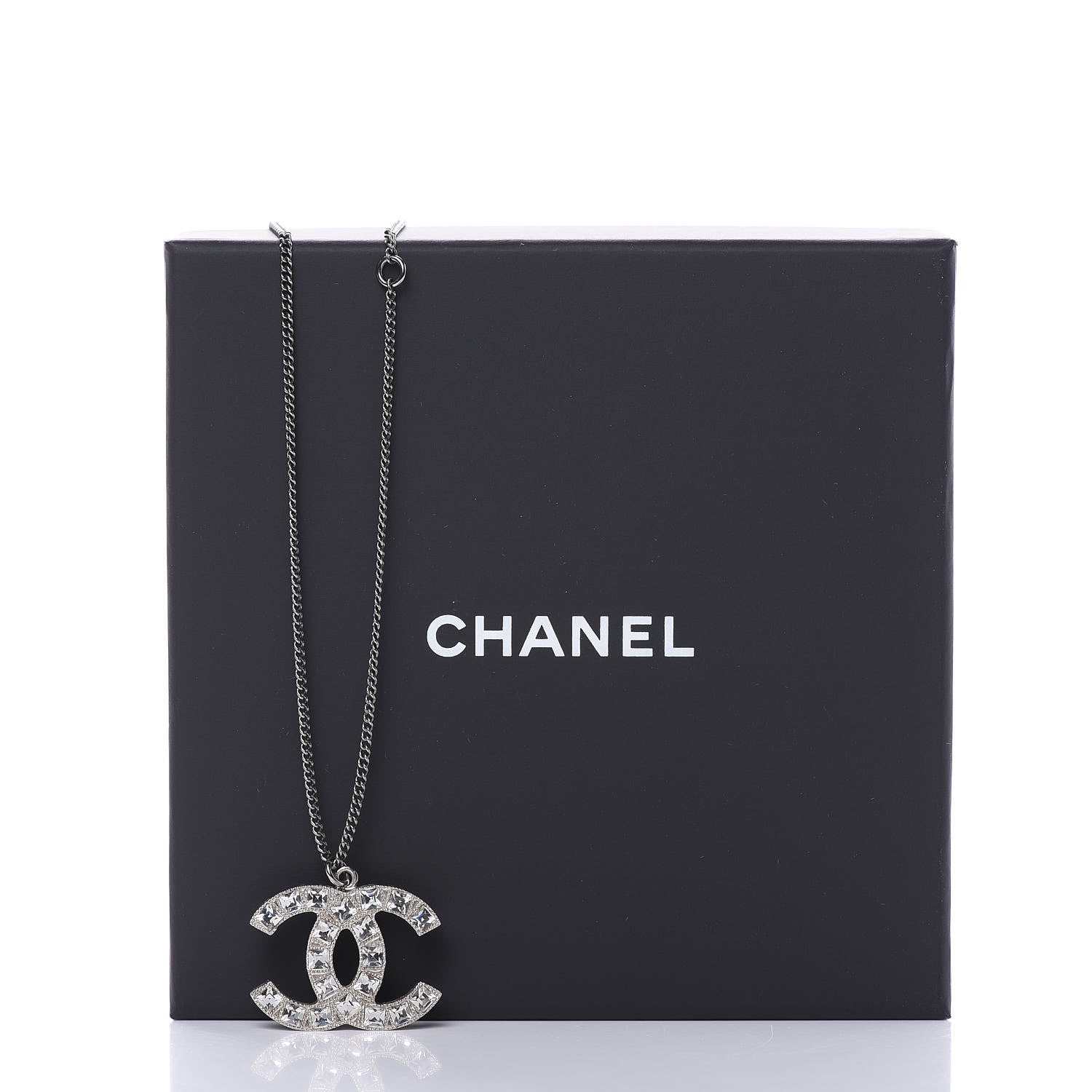 Chanel Baguette Crystal CC Necklace Silver 6 of 6