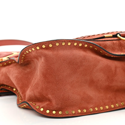 Chloe Suede Calfskin Braided Medium Marcie Satchel Terracotta Red 9 of 11
