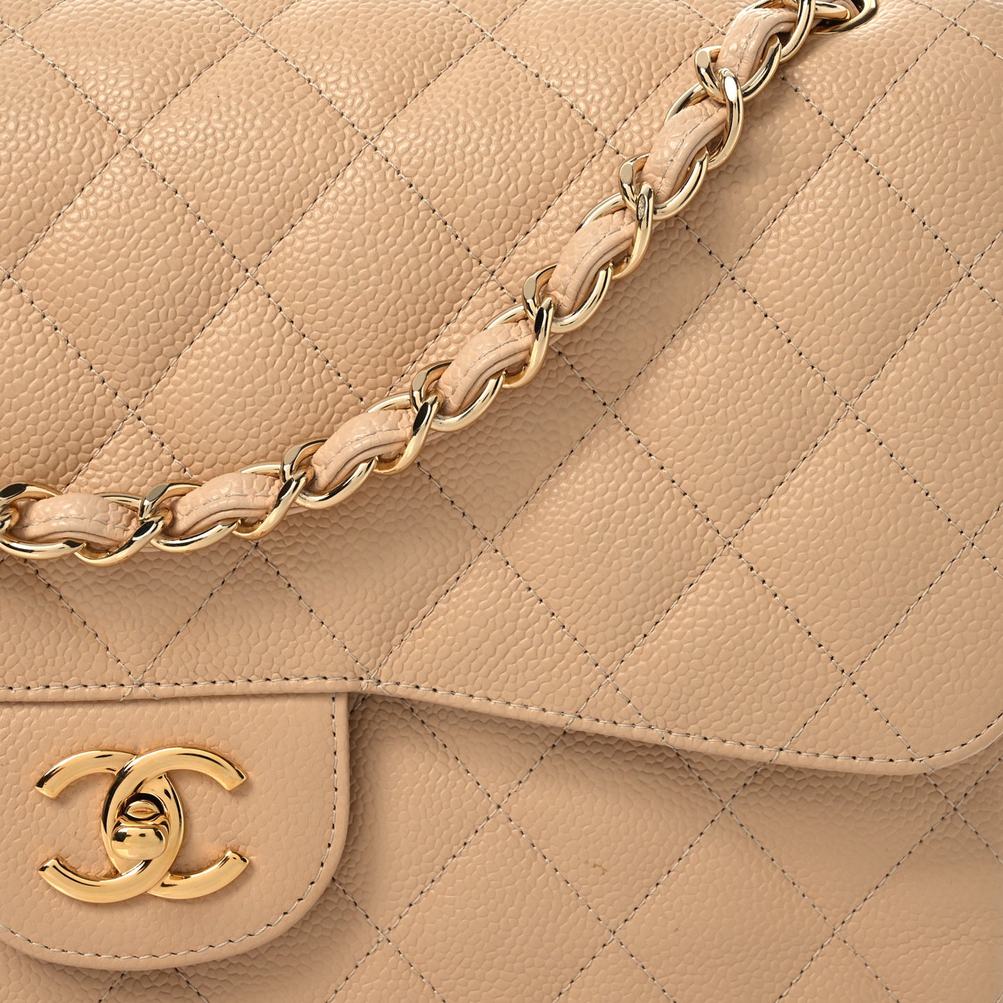 Cavia Quilted Jumbo Double Flap Beige