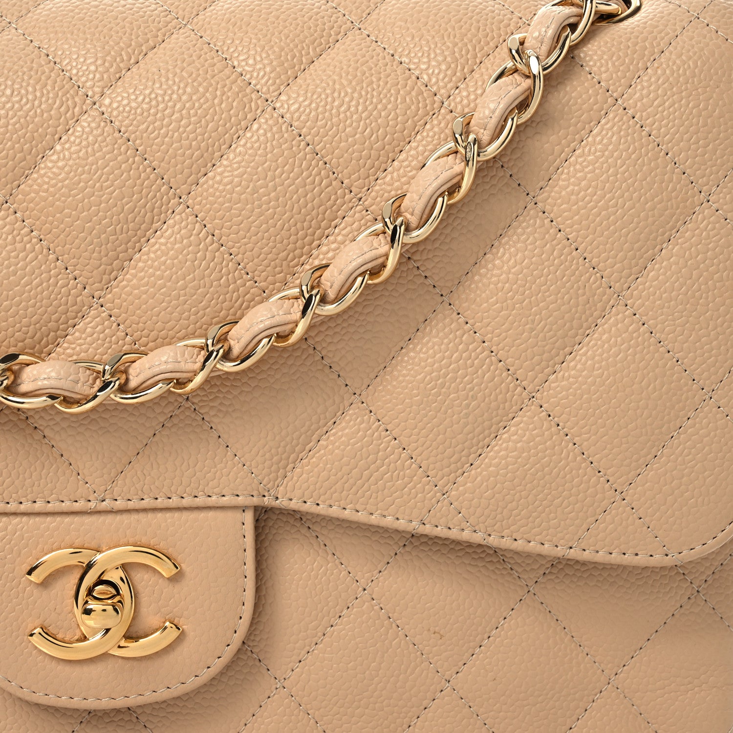 Chanel Cavia Quilted Jumbo Double Flap Beige 8 of 11