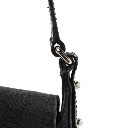 Gucci Monogram Horsebit Chain Flap Shoulder Bag Black 14 of 18