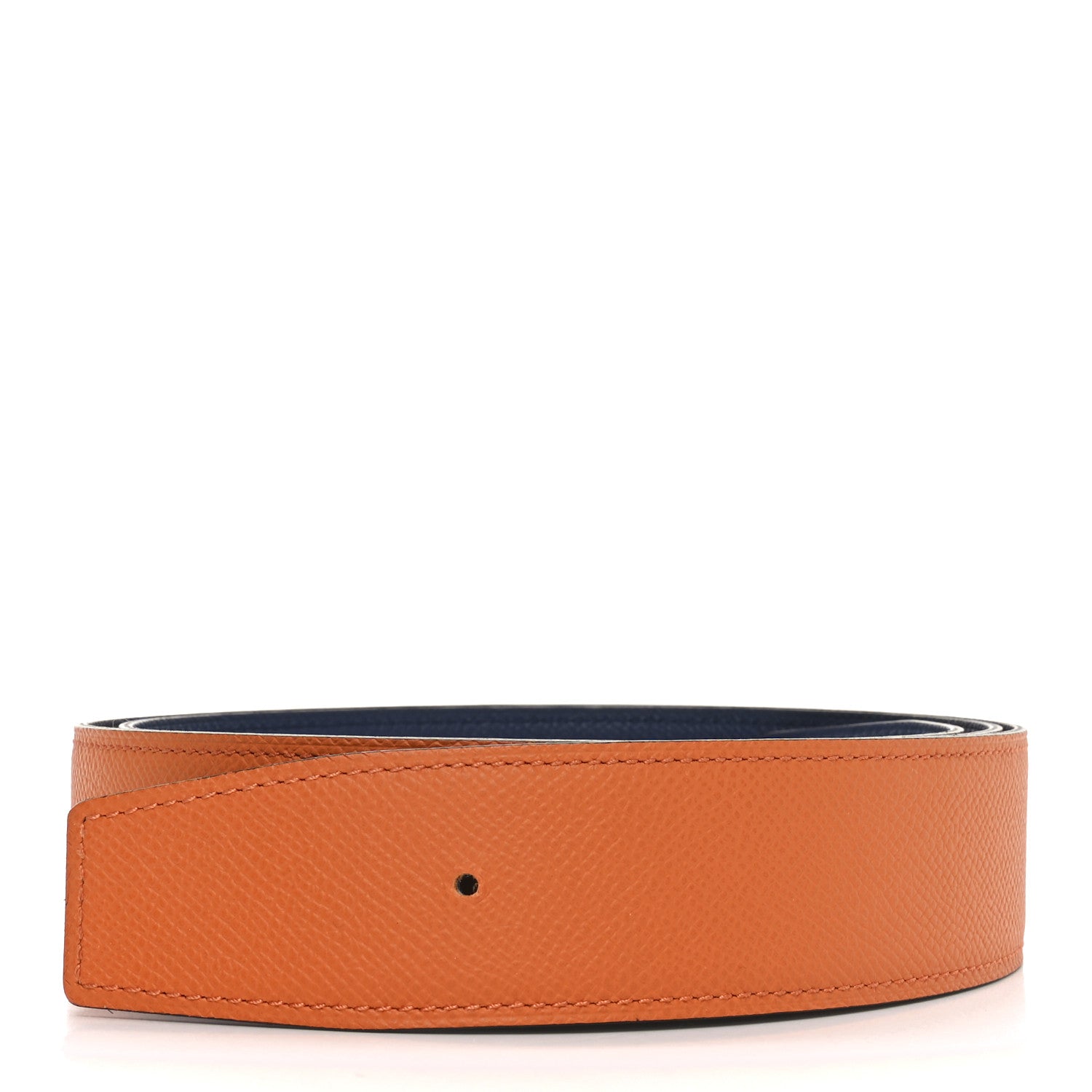 Hermes Epsom Reversible 32mm Belt Strap 100 40 110/44 Orange Bleu Encre 1 of 5
