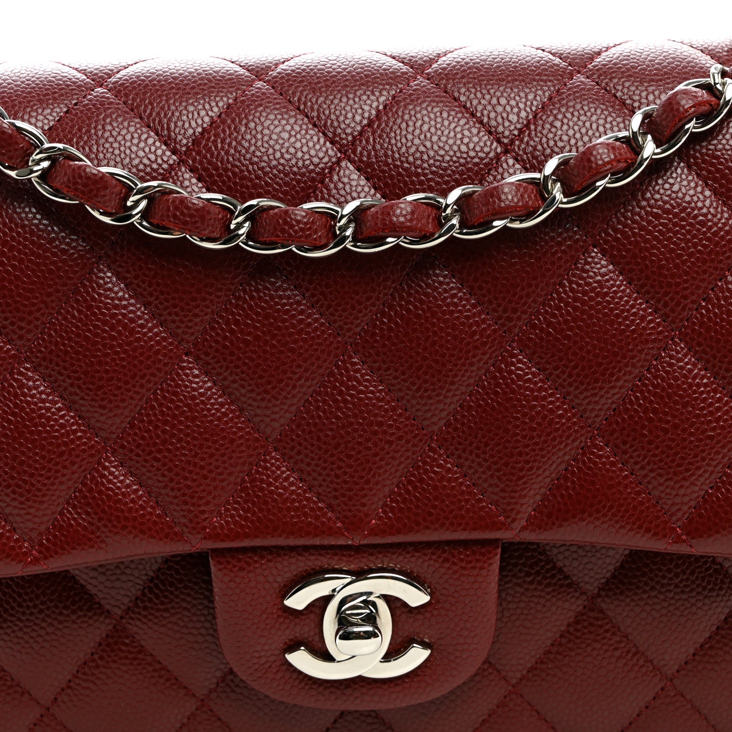 Chanel Caviar Quilted Medium Double Flap Burgundy 7 of 9