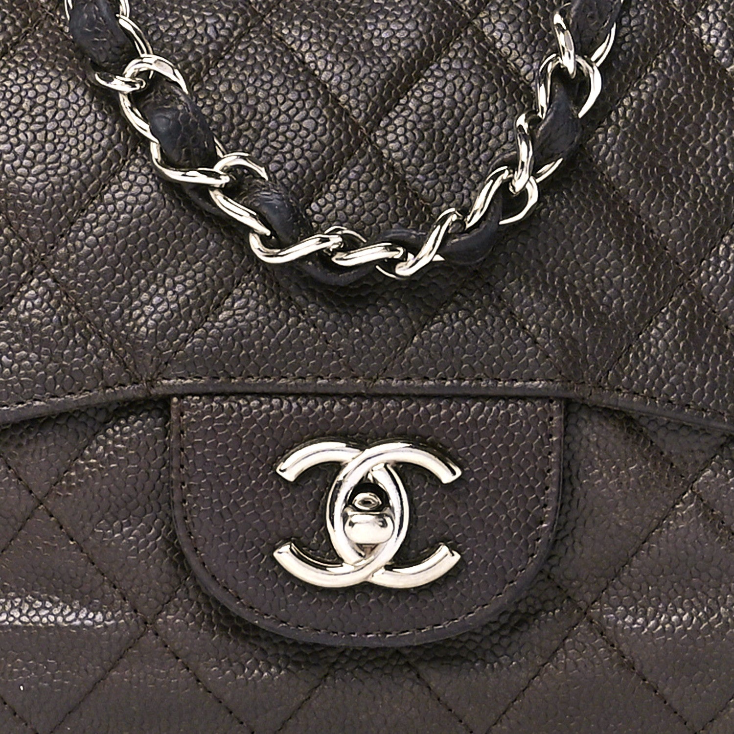 Chanel Caviar Quilted Jumbo Single Flap Dark Brown 9 of 13