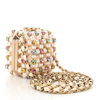 Chanel Metal Pearl Minaudiere CC Mini Evening Bag White Gold Multicolor 3 of 11
