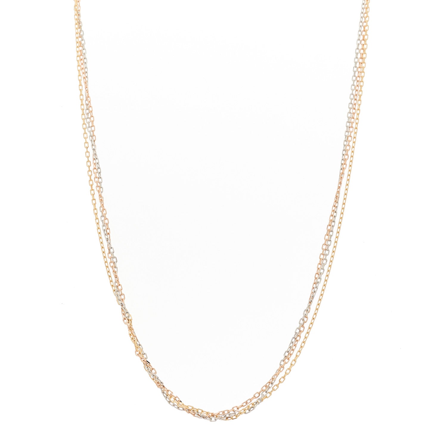 Cartier 18K Pink Yellow White Gold Three Chain Necklace 1 of 6