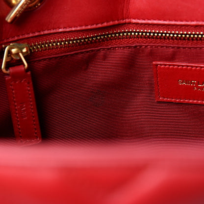 Saint Laurent Smooth Calfskin Matelasse Chevron Monogram Shopping Bag Red 8 of 15