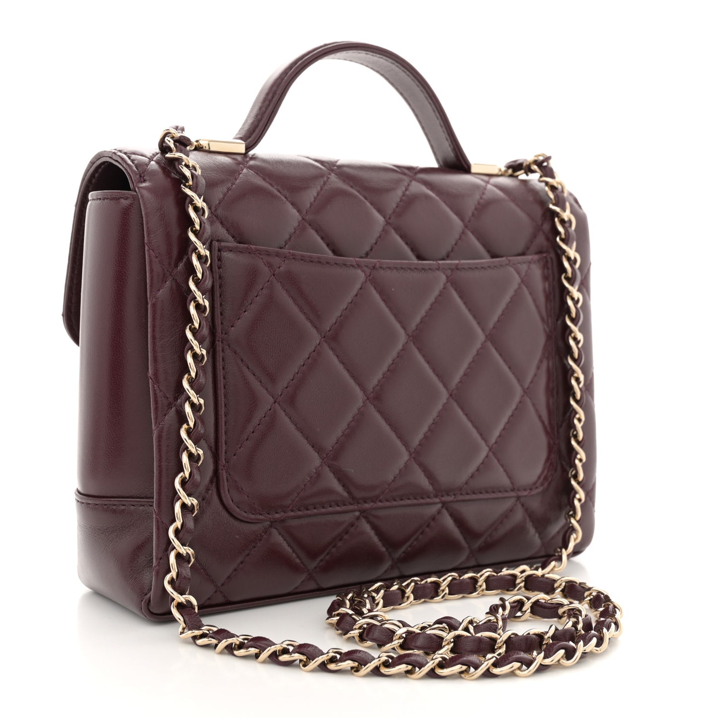 Lambskin CC Flap Top Handle Bag Burgundy