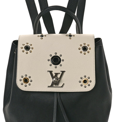 Louis Vuitton Calfskin Mechanical Flowers Lockme Backpack Black White 7 of 10