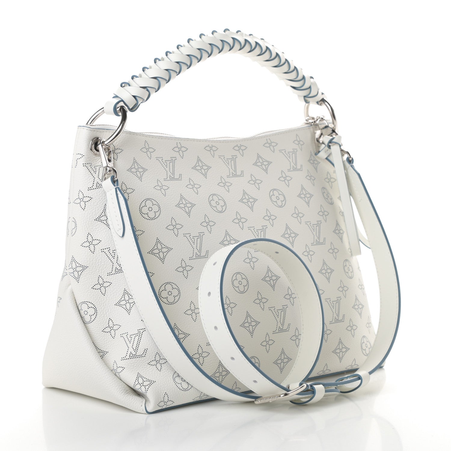 Louis Vuitton Mahina Beaubourg Hobo MM Snow Orage Blue 3 of 11