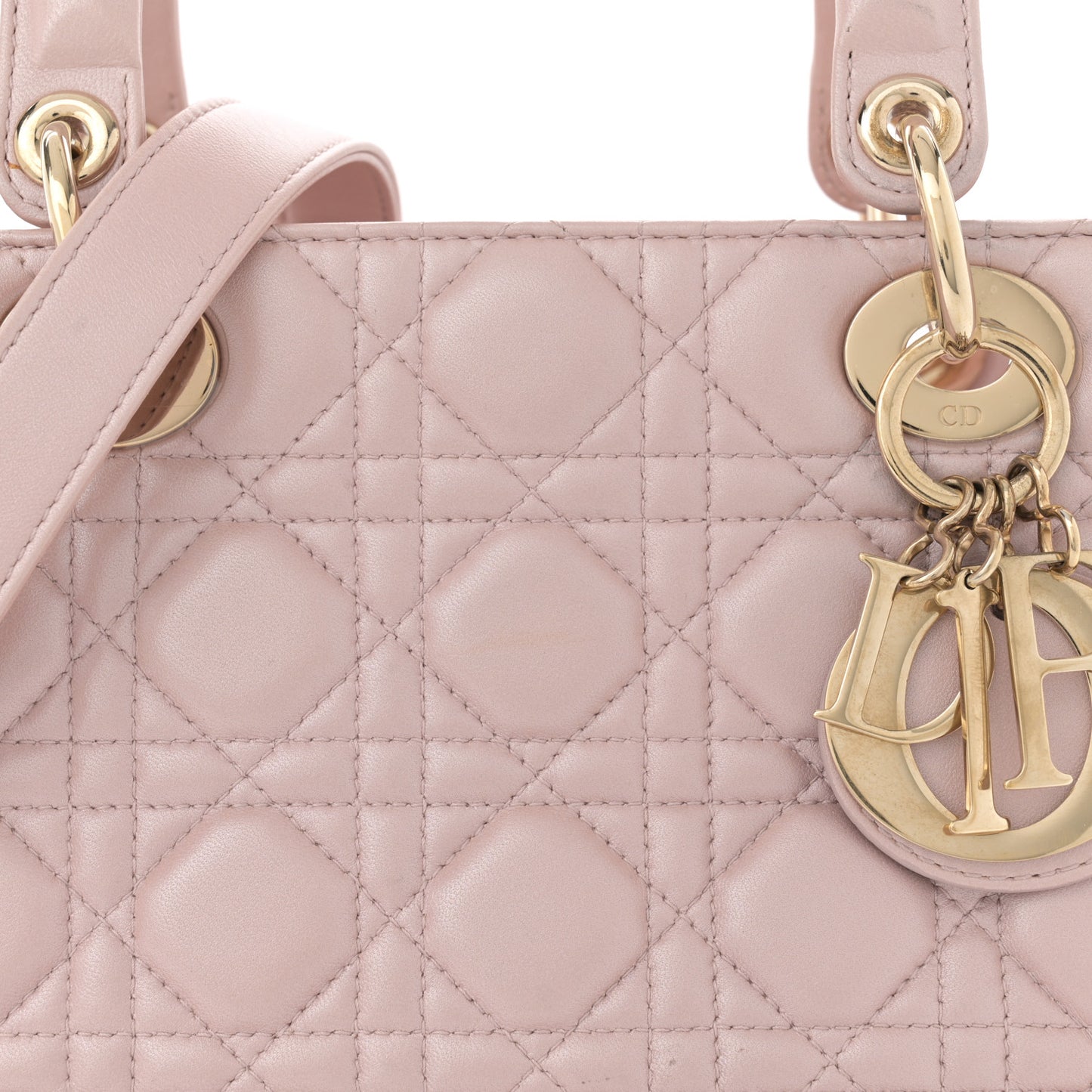 Pearly Lambskin Cannage Medium Lady Dior Lotus