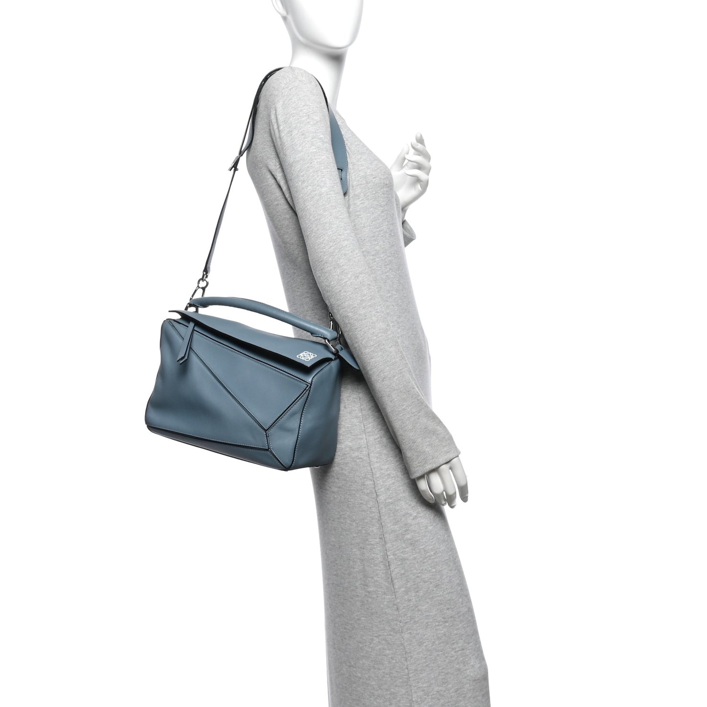 Calfskin Medium Puzzle Bag Stone Blue