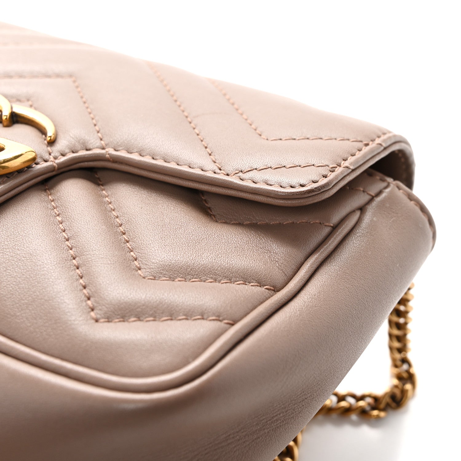 Gucci Calfskin Matelasse Super Mini GG Marmont Shoulder Bag Porcelain Rose 11 of 13