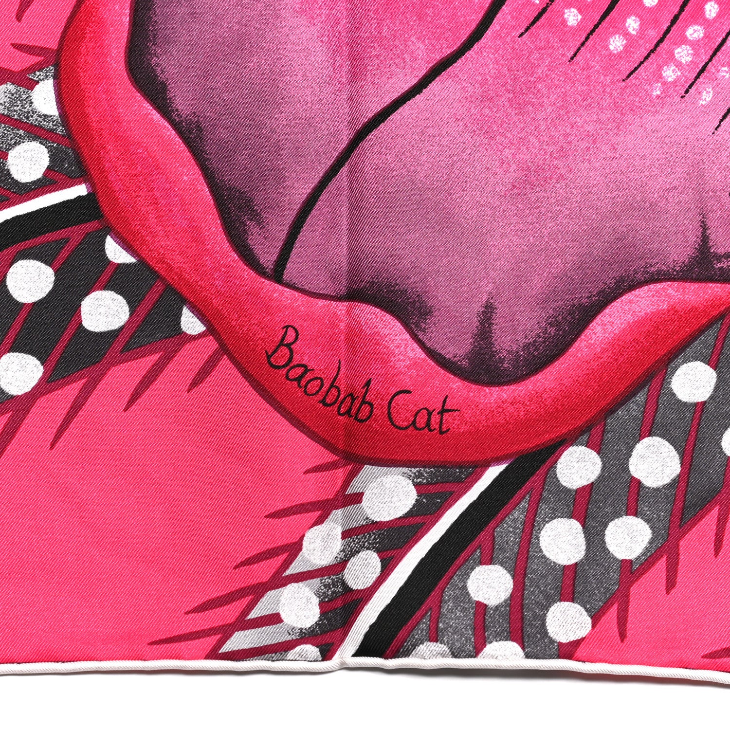 Hermes Silk Baobab Cat Scarf 90 Rose Vif Prune Gris 6 of 6