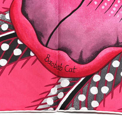 Hermes Silk Baobab Cat Scarf 90 Rose Vif Prune Gris 6 of 6