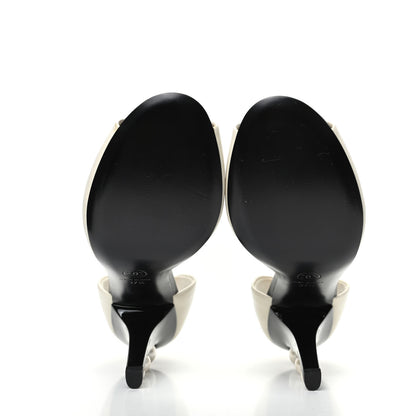 Chanel Lambskin Pearl Peep Toe d'Orsay Pumps 37.5 White Black 5 of 8