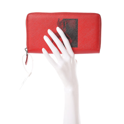 Givenchy Textured Coated Canvas Bambi Print Zip Around Wallet Red 2 of 11