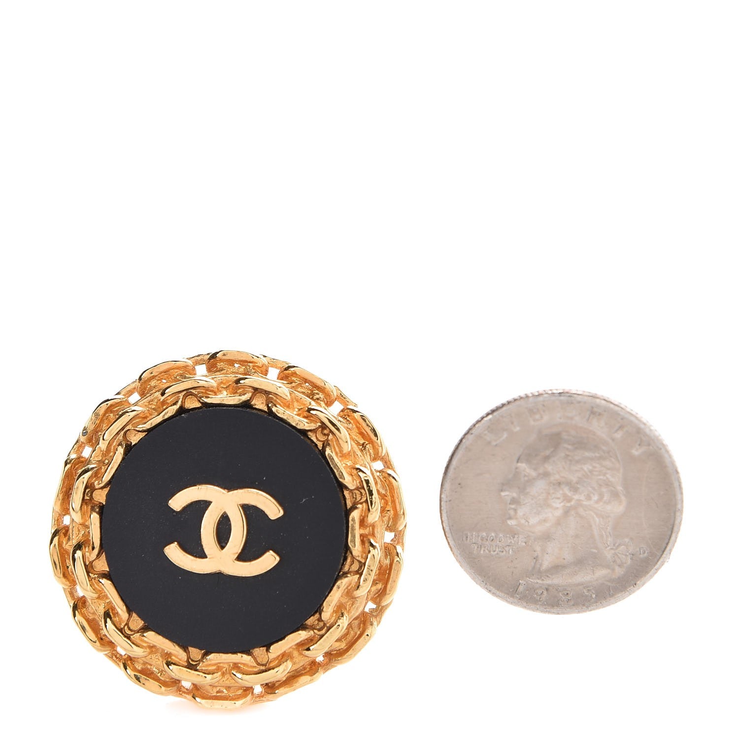 Chanel CC Clip On Earrings Black Gold 2 of 5