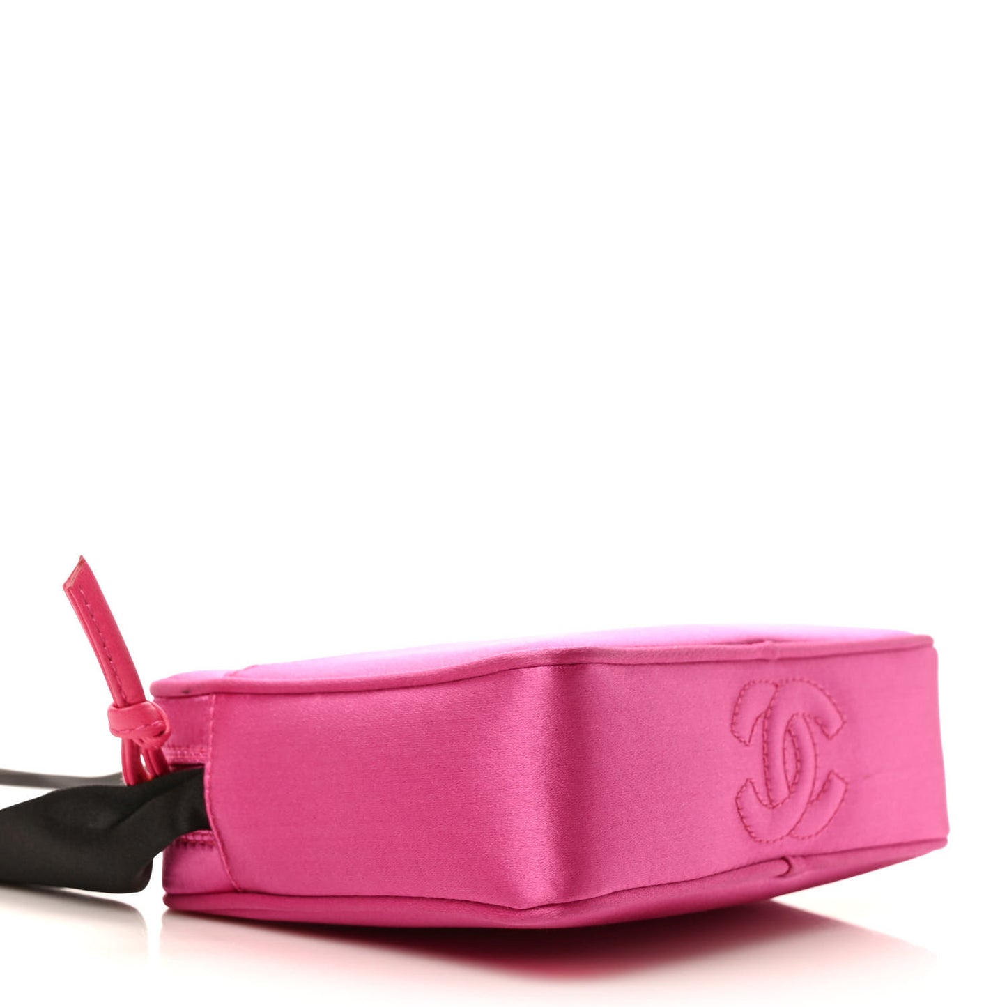 Satin CC Ribbon Evening Bag Fuchsia Black