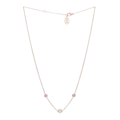 Cartier 18K Pink Gold Diamond Pink Sapphire Cartier D'Amour Station Necklace 3 of 4