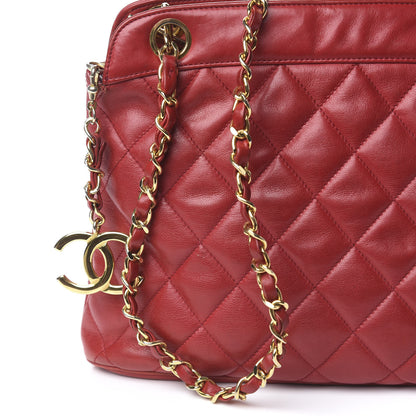 Chanel Lambskin Quilted Shoulder Bag Red 15 of 15