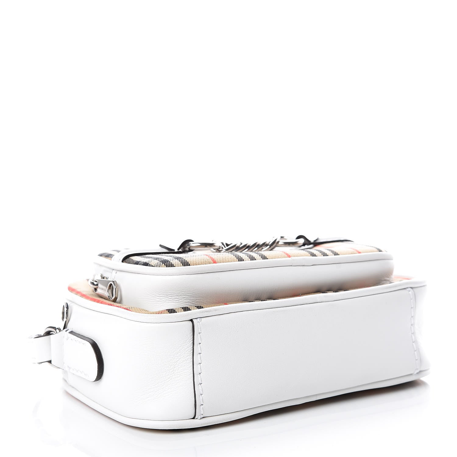 Burberry Smooth Calfskin 1983 Knight Check Link Camera Bag Chalk White 3 of 7