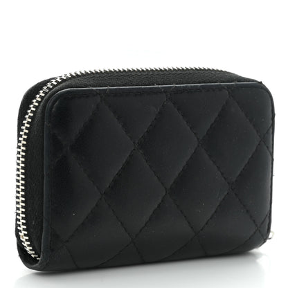 Chanel Lambskin Quilted Zip Coin Purse Black 3 of 12