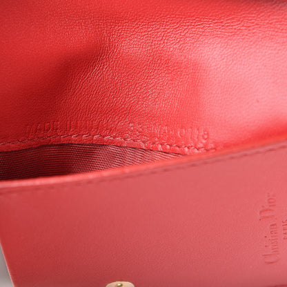 Christian Dior Lambskin Cannage Small Lady Dior Flap Card Holder Red 7 of 8