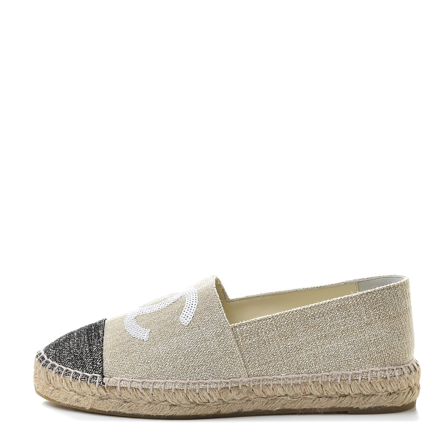 Toile Sequin CC Espadrilles 39 Beige Black