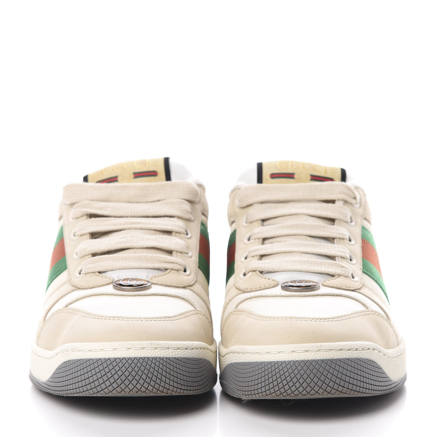 Gucci Nylon Nubuck Web Womens Screener Sneakers 36.5 Mystic White Dusty Milk 2 of 9