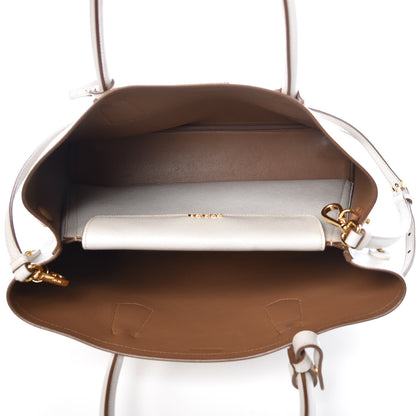 Prada Saffiano Cuir Medium Double Bag Talco Caramel 7 of 11