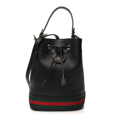 Gucci Glazed Textured Calfskin Web Small Ophidia Bucket Bag Black 1 of 10