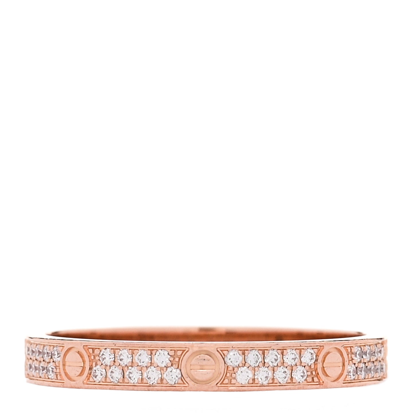 18K Pink Gold Diamond 2.6mm LOVE Paved Band Ring 54 6.75