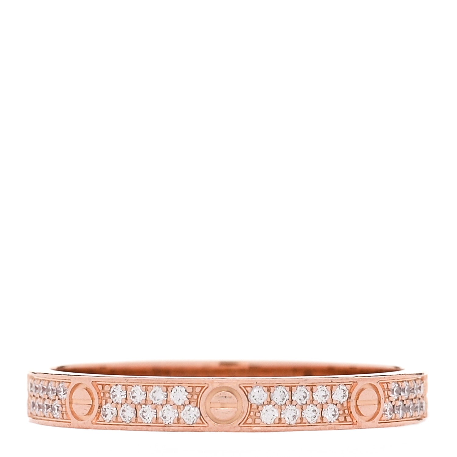 Cartier 18K Pink Gold Diamond 2.6mm LOVE Paved Band Ring 54 6.75 3 of 7