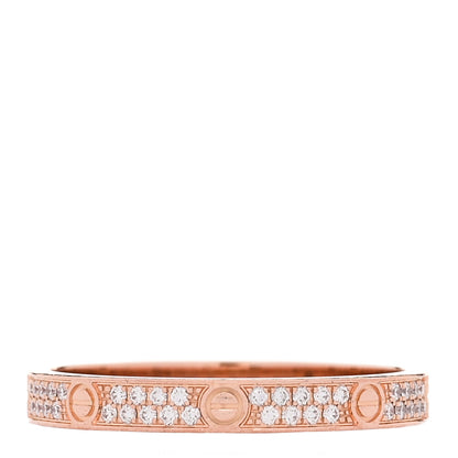 Cartier 18K Pink Gold Diamond 2.6mm LOVE Paved Band Ring 54 6.75 3 of 7