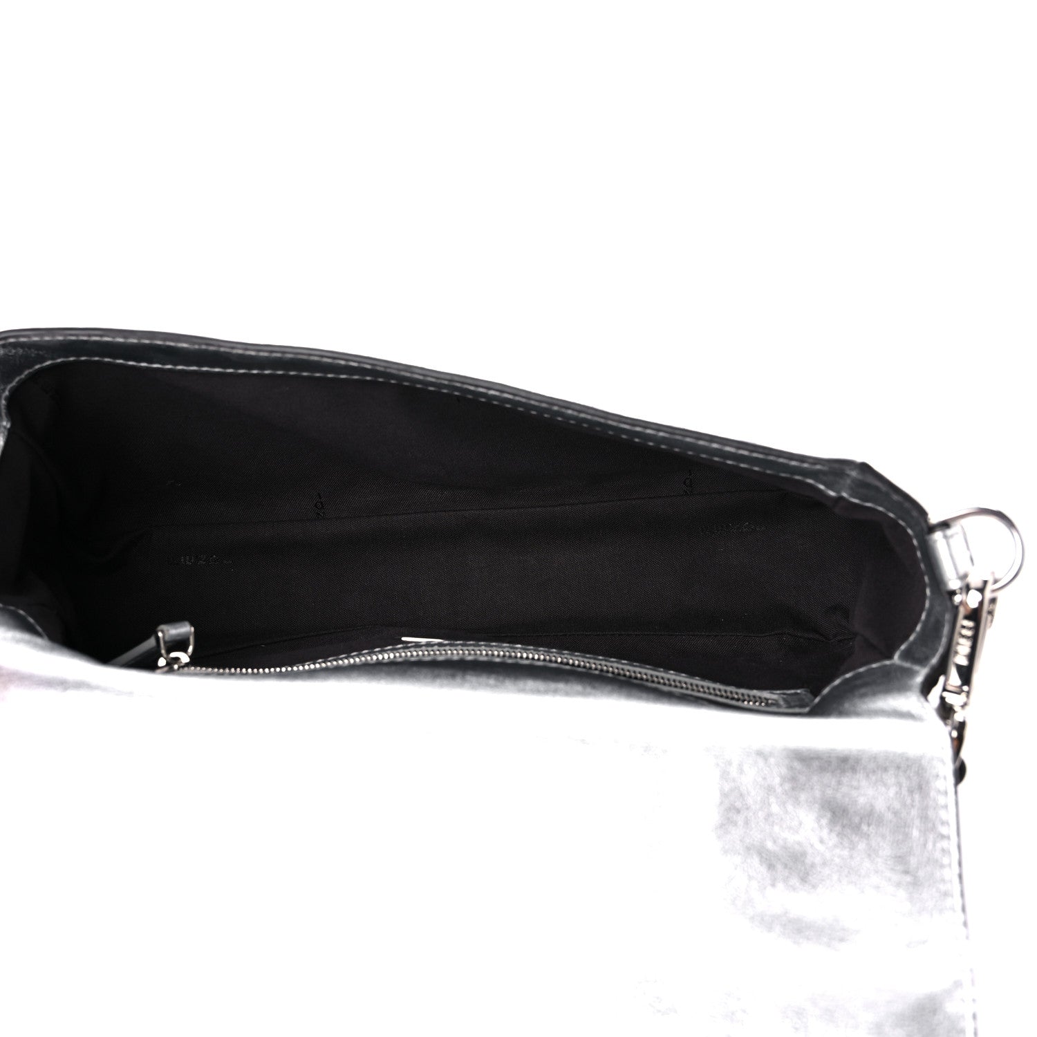 Fendi Vitello Catalan Mirror FF 1974 Embossed Baguette Argento 5 of 8